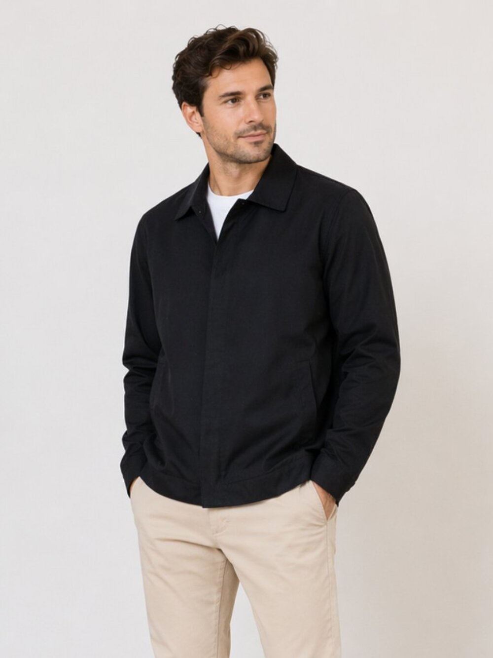 COS Collection of Style Black Lightweight Snap Front Jacket Coat Men Minimalist